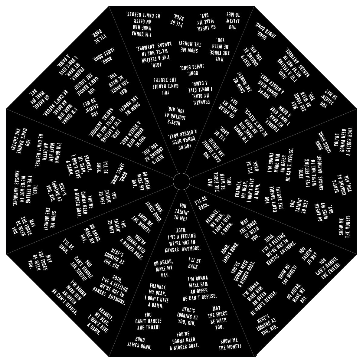 Famous Movie Quotes on a Semi-Automatic Foldable Umbrella - Black