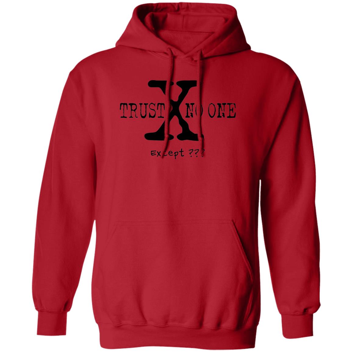 Trust No One (Except *YOUR TEXT HERE*) 8oz Pullover Hoodie (Black Text)