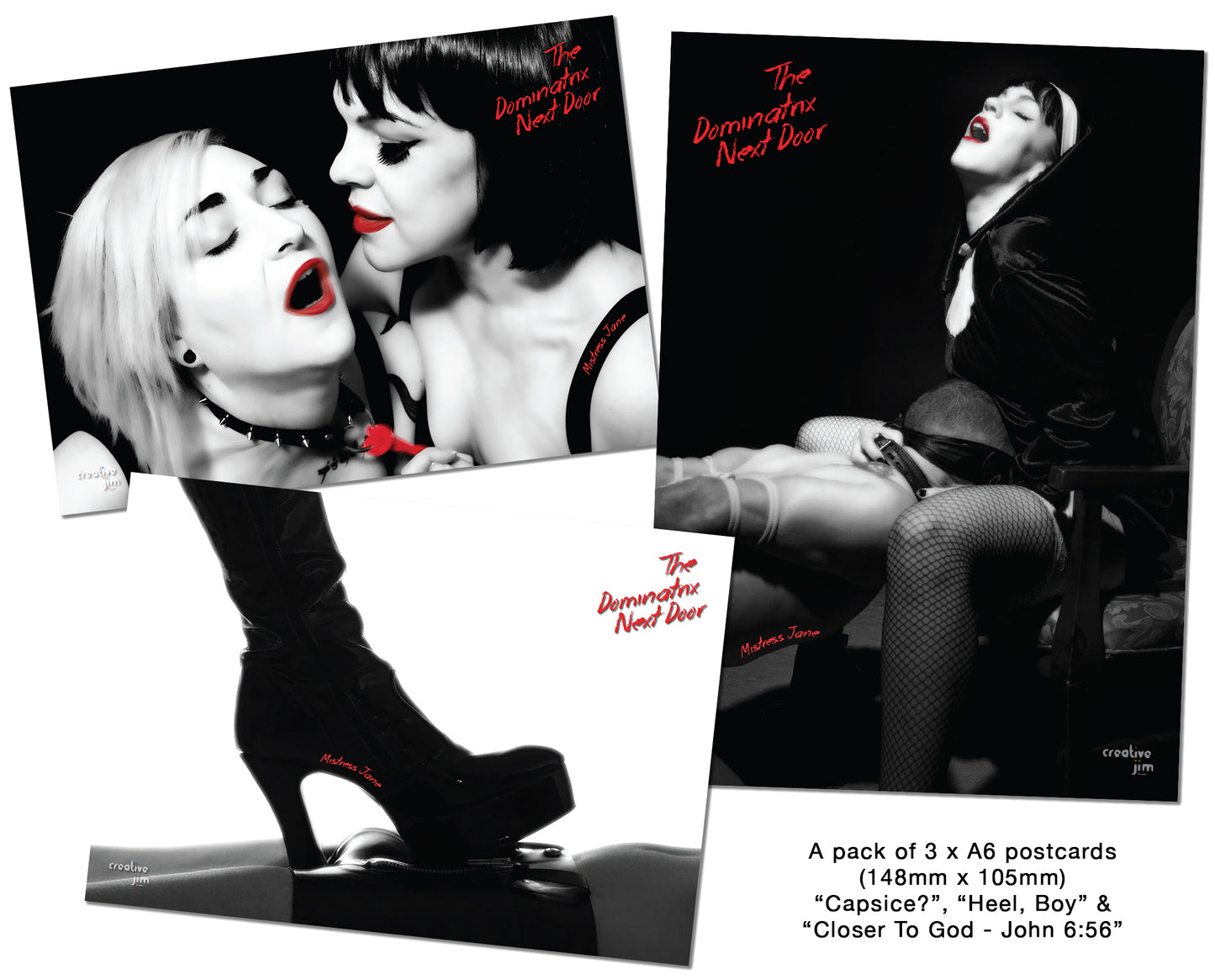 The Dominatrix Next Door - Mistress Jane - A6 Postcard Triple Pack