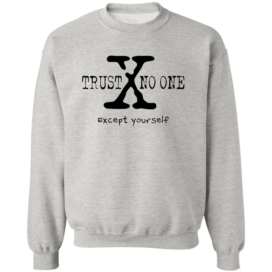 Trust No One (Except Yourself) Pullover Crewneck Sweatshirt 8 oz (Black Text)