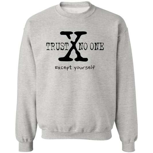 Trust No One (Except Yourself) Pullover Crewneck Sweatshirt 8 oz (Black Text)