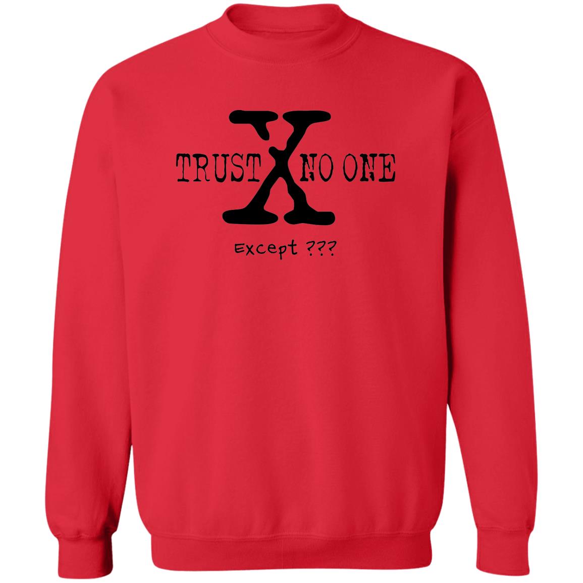 Trust No One (Except *YOUR TEXT HERE*) Pullover Crewneck Sweatshirt 8 oz (Black Text)