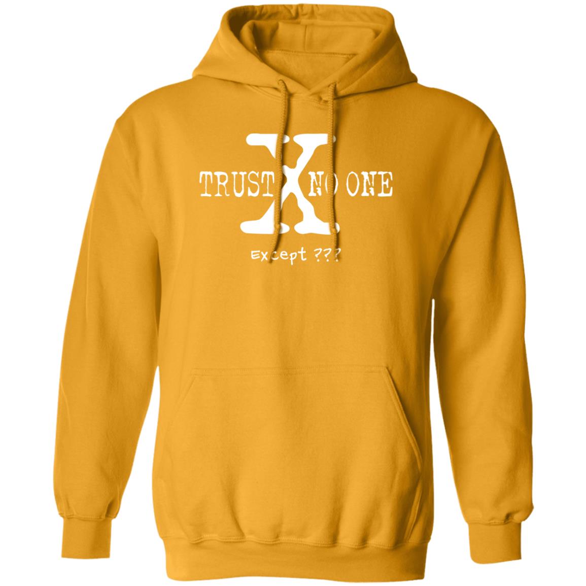 Trust No One (Except *YOUR TEXT HERE*) 8oz Pullover Hoodie (White Text)