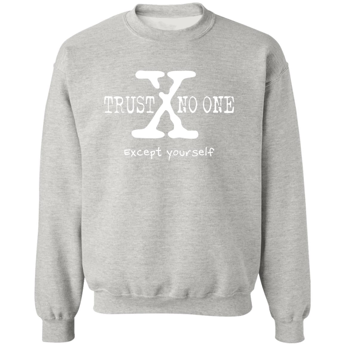 Trust No One (Except Yourself) Pullover Crewneck Sweatshirt 8 oz (White Text)
