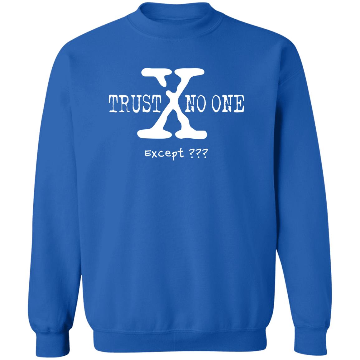 Trust No One (Except *YOUR TEXT HERE*) Pullover Crewneck Sweatshirt 8 oz (White Text)