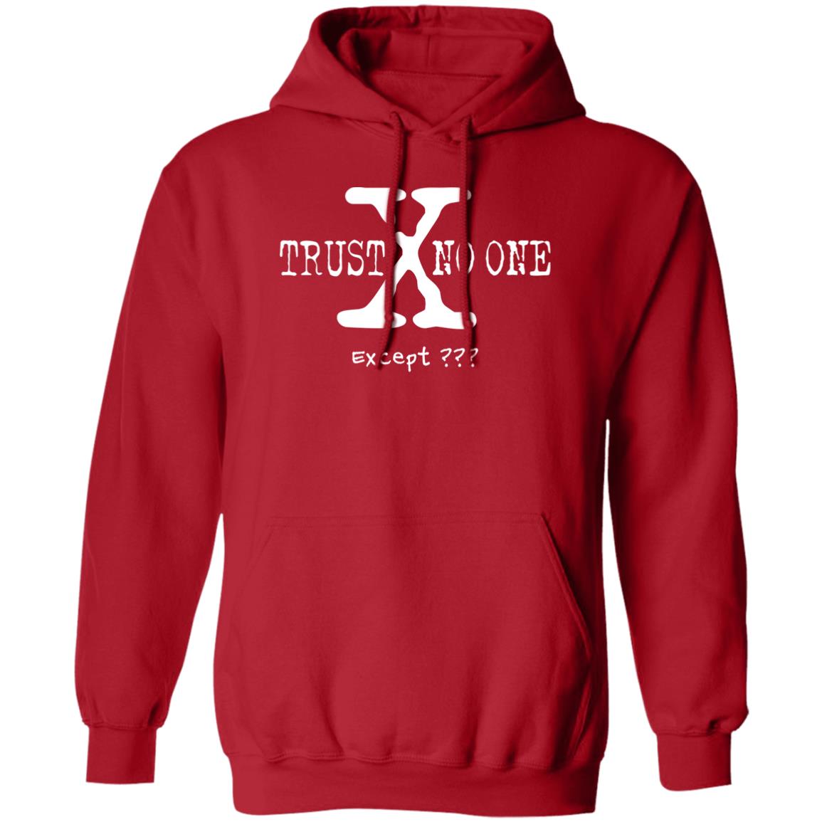 Trust No One (Except *YOUR TEXT HERE*) 8oz Pullover Hoodie (White Text)