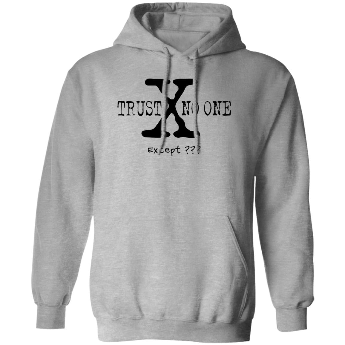 Trust No One (Except *YOUR TEXT HERE*) 8oz Pullover Hoodie (Black Text)