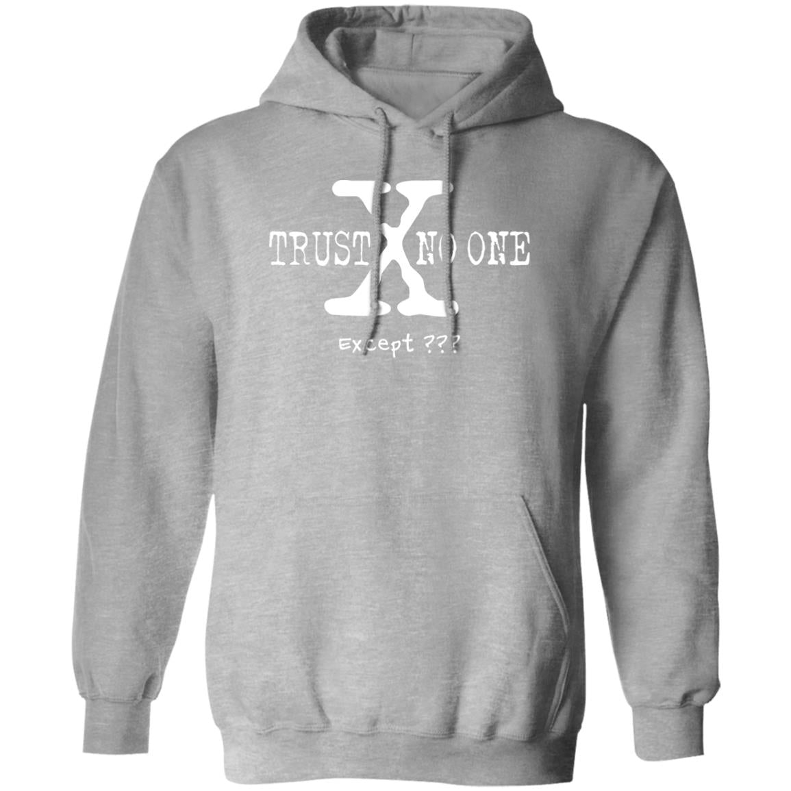 Trust No One (Except *YOUR TEXT HERE*) 8oz Pullover Hoodie (White Text)